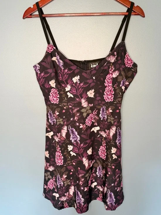 Killstar Purple & Black Floral Forbidden Petals Mini Dress | Size Large - Picture 3 of 8